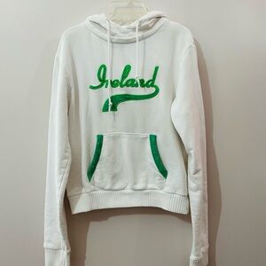 Lansdowne VTG ☘️ Ireland Youth White Hooded Sweatshirt Size 12 Kangaroo Pocket